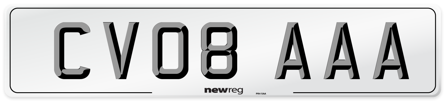 CV08 AAA Number Plate from New Reg